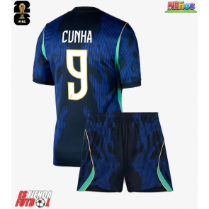 Brasil Matheus Cunha #9 Segunda Equipación Niños Mundial 2026 Manga Corta (+ Pantalones cortos)